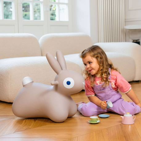 Ballon sauteur hoppi lapin bleu Beige, blanc+Bleu 2 - vertbaudet enfant 