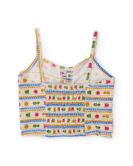 Top fille en maille avec fronces au centre Beige 2 - vertbaudet enfant 