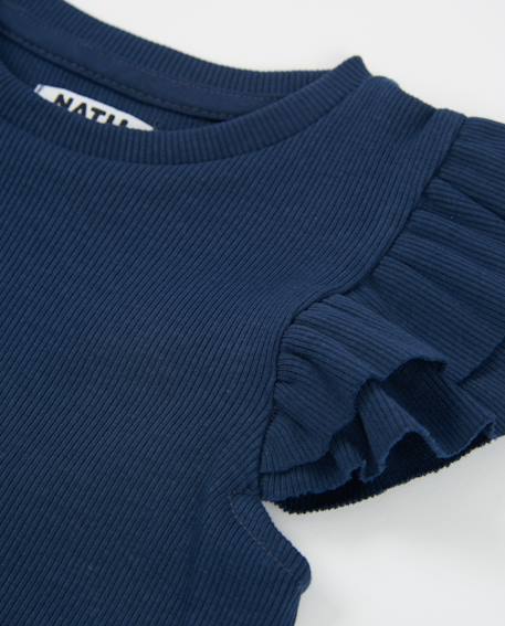 Top fille en maille côtelée Bleu 3 - vertbaudet enfant 