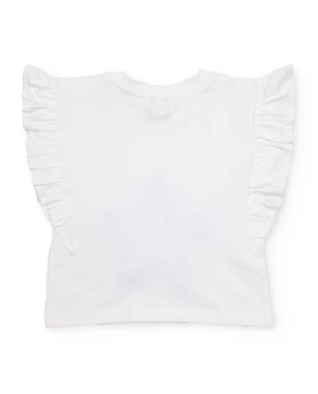 T-shirt pour fille en maille avec étoile texturée Blanc 2 - vertbaudet enfant 