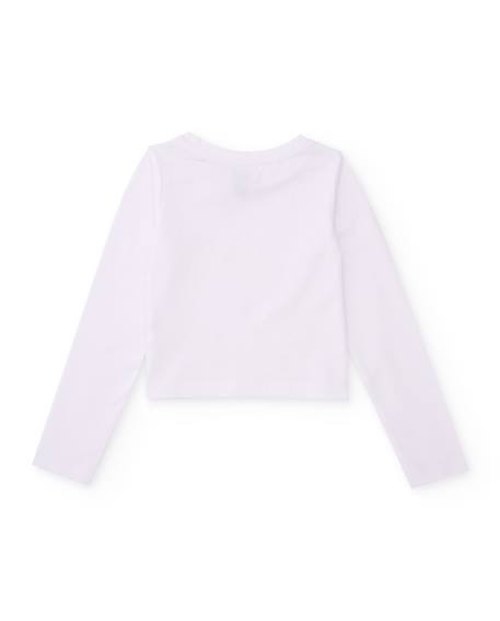 T-shirt fille en maille avec applications brillantes Blanc 2 - vertbaudet enfant 