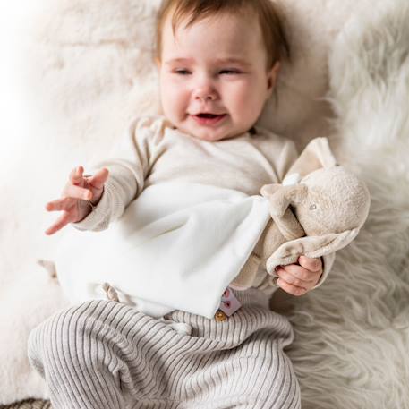 Doudou câlin fanfan l'éléphant blanc crème (27 cm) Beige, blanc 3 - vertbaudet enfant 
