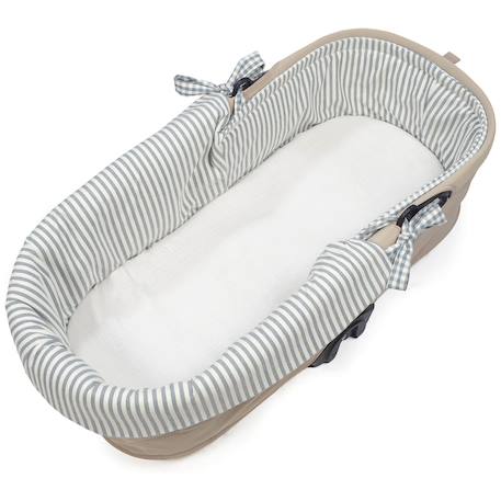 Housse de nacelle et drap housse pour nacelle praliné vichy rayures moka Marron+Vert 11 - vertbaudet enfant 