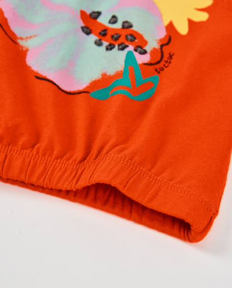 T-shirt fille en maille avec bas élastiqué Rouge 4 - vertbaudet enfant 