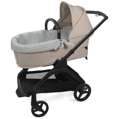 Housse de nacelle et drap housse pour nacelle praliné vichy rayures moka Marron+Vert 8 - vertbaudet enfant 