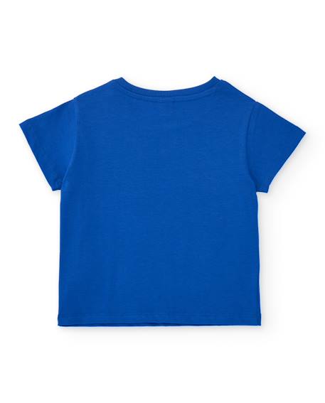 T-shirt garçon en maille avec message sur le devant Bleu 2 - vertbaudet enfant 