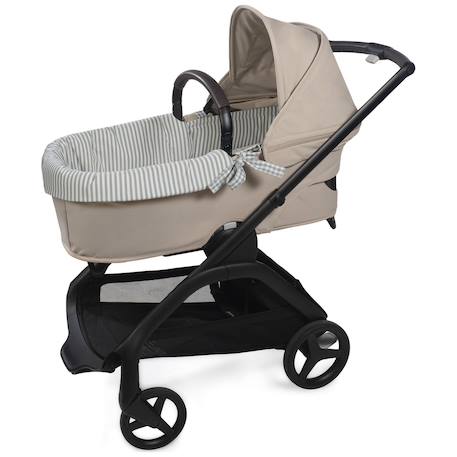 Housse de nacelle et drap housse pour nacelle praliné vichy rayures moka Marron+Vert 7 - vertbaudet enfant 