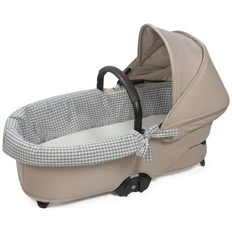 Housse de nacelle et drap housse pour nacelle praliné vichy rayures moka Marron+Vert 10 - vertbaudet enfant 
