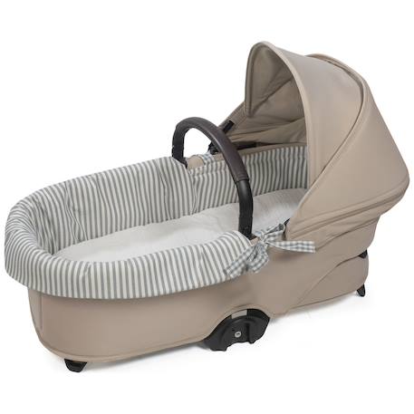 Housse de nacelle et drap housse pour nacelle praliné vichy rayures moka Marron+Vert 9 - vertbaudet enfant 