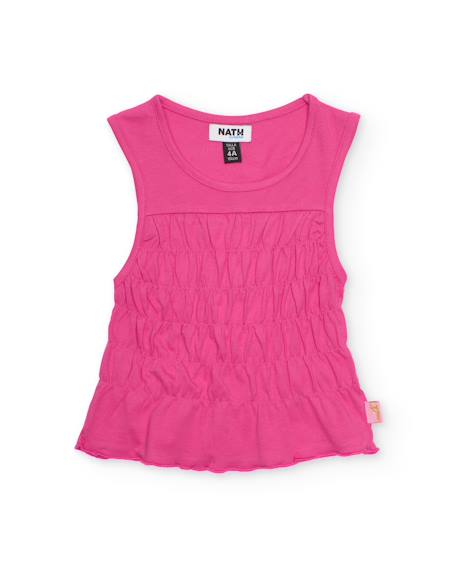 Fille-T-shirt, sous-pull-T-shirt fille en maille avec buste froncé
