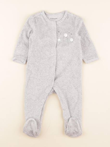 Pyjama velours - 6 mois Gris 1 - vertbaudet enfant 