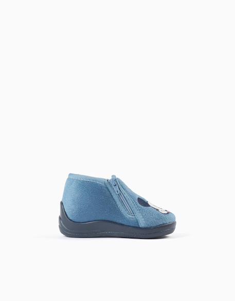 Chaussons en velours avec broderie mickey Bleu 2 - vertbaudet enfant 