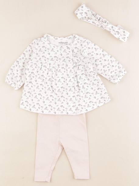 Ensemble - 1 mois Blanc, rose 1 - vertbaudet enfant 
