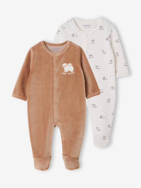 Lot de 2 dors-bien bébé ouverture devant cappuccino+rose pâle+vert sauge 8 - vertbaudet enfant 