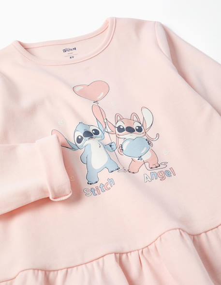 Pyjama long avec imprimé stitch qui brille dans le noir Rose clair 3 - vertbaudet enfant 