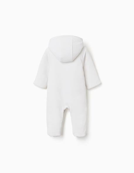 Combipilote en velours rembourré avec capuche et broderie Blanc 2 - vertbaudet enfant 