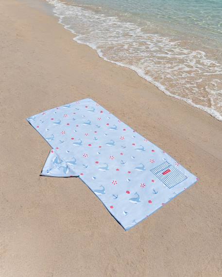 Serviette plage enfant  avec capuche microfibre Bleu+Rose 5 - vertbaudet enfant 