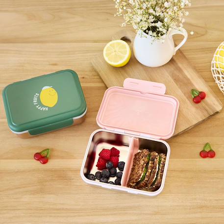 Boîte à goûter en inox happy fruits cherry Multi-coloured 3 - vertbaudet enfant 