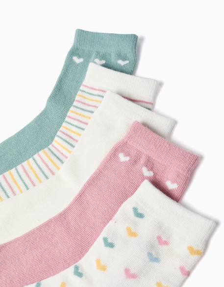 Lot de 5 paires de chaussettes à rayures/cœurs Multicolore 2 - vertbaudet enfant 