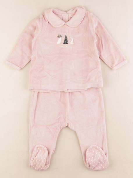 Pyjama velours - 9 mois Rose 1 - vertbaudet enfant 