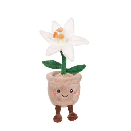 Peluche - peluche fleur lys avec pot taupe – mimi flowers – 24 cm Marron 1 - vertbaudet enfant 