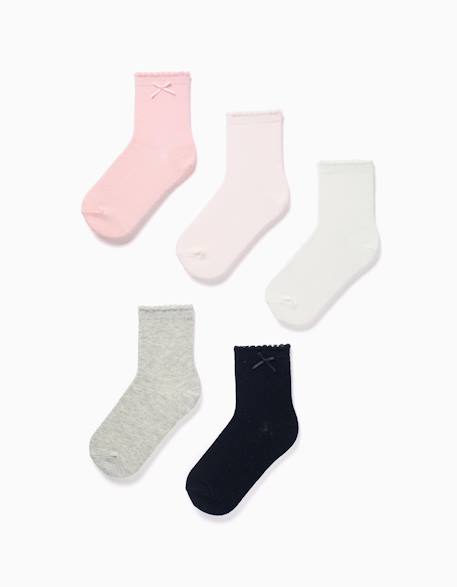 Fille-Lot de 5 paires de chaussettes avec tiges ondulées
