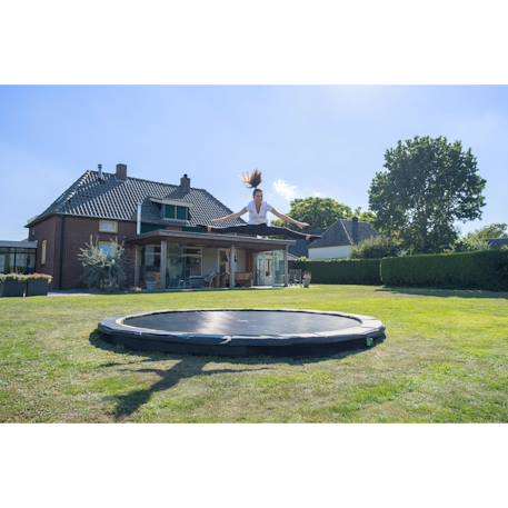 Trampoline enterré rond ø366cm  sans filet Noir+Rose+Vert 10 - vertbaudet enfant 
