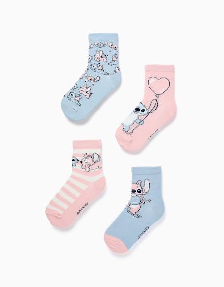 Fille-Lot de 4 paires de chaussettes avec imprimés stitch
