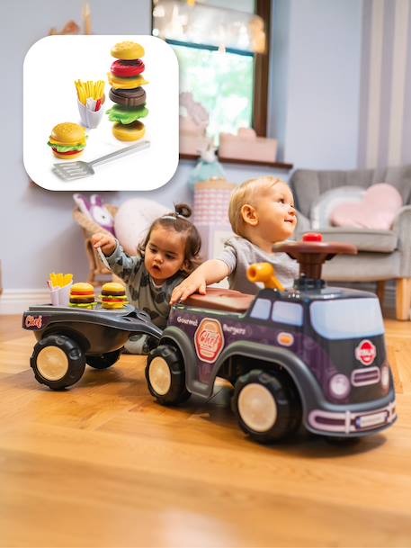 Porteur chantier avec assise ouvrante et volant directionnel avec klaxon, remorque et jeux de sable Gris anthracite+Jaune JCB+Jaune Volvo 2 - vertbaudet enfant 