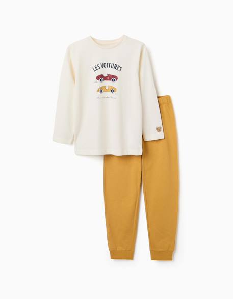 Pyjama en coton avec imprimé de voitures de course Blanc 1 - vertbaudet enfant 