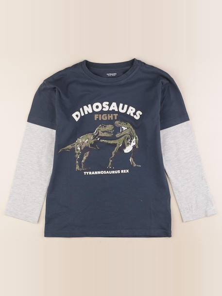 Tee-shirt - 10 ans Bleu, gris 1 - vertbaudet enfant 