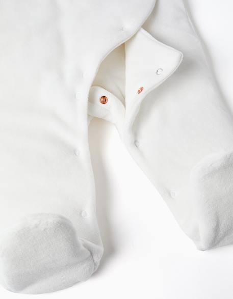 Combipilote en velours rembourré avec capuche et broderie Blanc 4 - vertbaudet enfant 