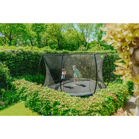 Trampoline enterré rond ø366cm avec filet de sécurité Noir+Rose+Vert 6 - vertbaudet enfant 