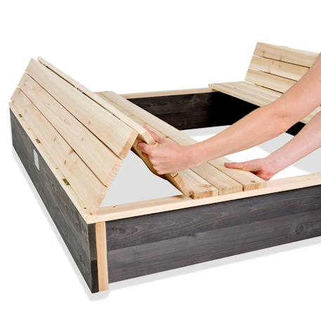 Bac à sable en bois pour jardin enfant 136x132cm Gris 6 - vertbaudet enfant 
