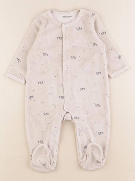 Pyjama velours - 6 mois Beige 1 - vertbaudet enfant 