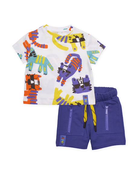 Ensemble garçon en maille avec imprimé animaux Violet 1 - vertbaudet enfant 