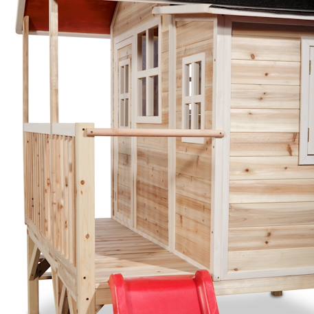 Maisonnette bois fsc pilotis toboggan extension loft 350 Gris+Naturel 11 - vertbaudet enfant 