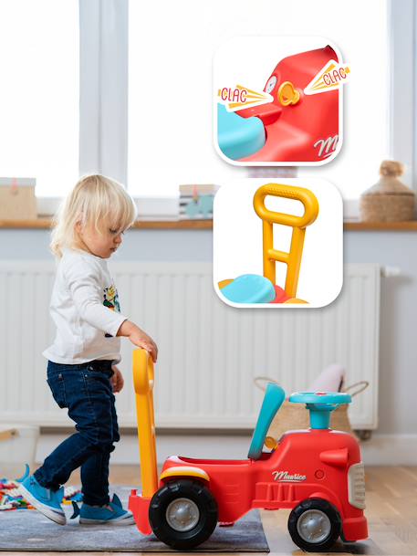 Porteur Tracteur avec barre d'aide à la marche ergonomique Rouge+Vert Claas+Vert vintage 3 - vertbaudet enfant 