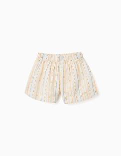 -Short en coton avec fleurs et taille élastiquée