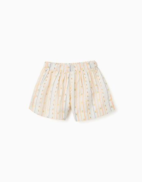 Short en coton avec fleurs et taille élastiquée Beige clair 1 - vertbaudet enfant 