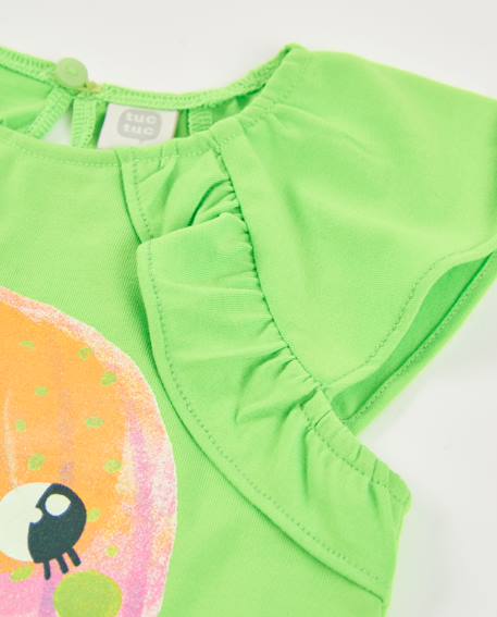 T-shirt fille en maille avec bretelles froncées Vert 3 - vertbaudet enfant 