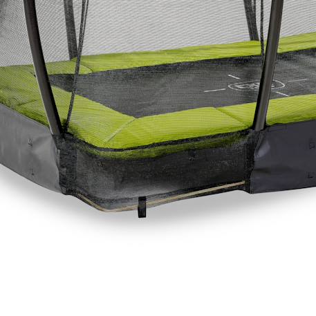 Trampoline enterré rectangulaire 153x214cm avec filet Noir+Rose+Vert 17 - vertbaudet enfant 