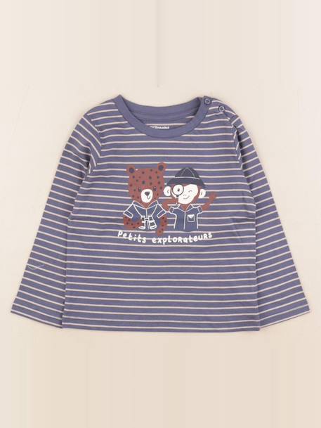 Tee-shirt - 18 mois Beige, bleu 1 - vertbaudet enfant 