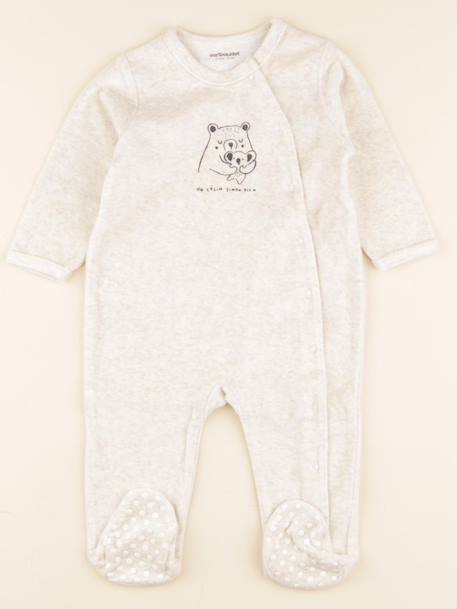 Pyjama velours - 12 mois Beige 1 - vertbaudet enfant 