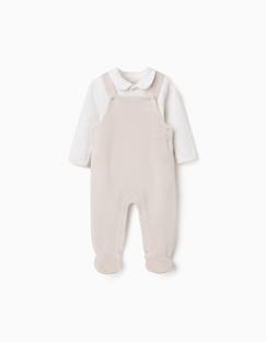 -Ensemble body en coton + salopette en velours