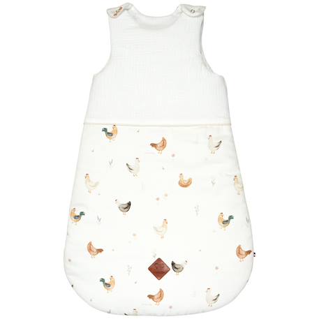 Gigoteuse d'été légère tog 0.5 satin de coton gallina Écru – motif poules champêtre 1 - vertbaudet enfant 