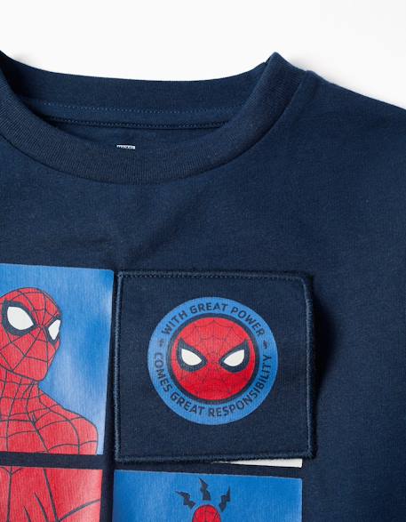 T-shirt en coton à manches longues et imprimé spider-man Bleu foncé 4 - vertbaudet enfant 