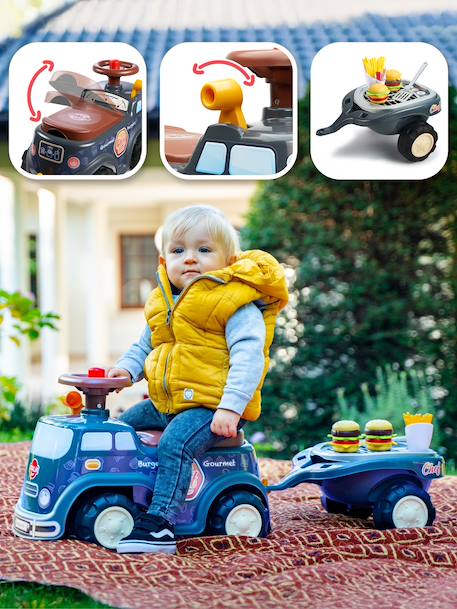 Porteur chantier avec assise ouvrante et volant directionnel avec klaxon, remorque et jeux de sable Gris anthracite+Jaune JCB+Jaune Volvo 3 - vertbaudet enfant 