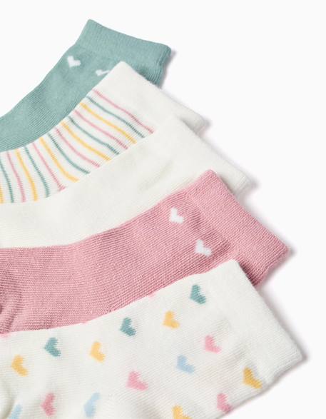 Lot de 5 paires de chaussettes à rayures/cœurs Multicolore 2 - vertbaudet enfant 