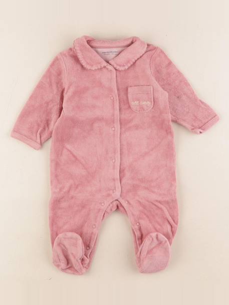 Pyjama velours - 3 mois Rose 1 - vertbaudet enfant 